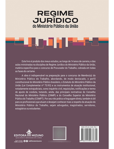 Regime Jurídico Do Ministério Público Da União, De Hirata, Carolina Marzola. Editora Mizuno, Capa Mole Em Português, 0