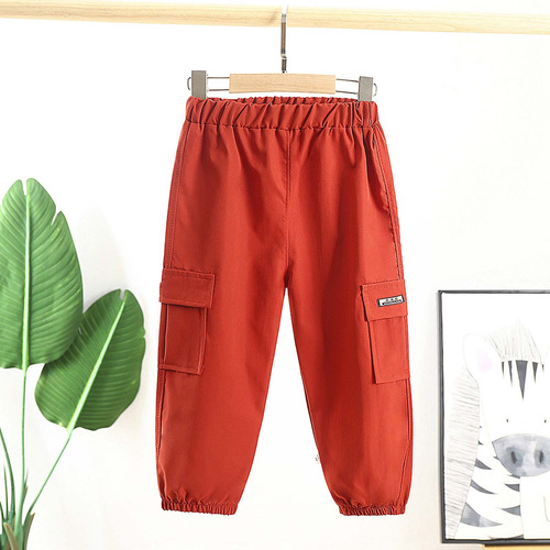 Pantalones Casuales Para Niños, Estilo Cargo, De Color Liso,