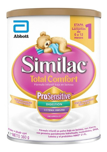 Imagen 1 de 1 de Leche de fórmula en polvo Abbott Similac Total Comfort ProSensitive 1 en lata de 360g - 0 a 12 meses