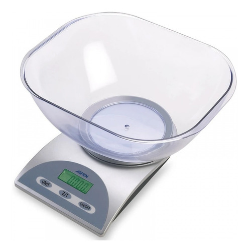 Balanza De Cocina Digital Aspen Silver Bc-220 Con Bowl 3kg