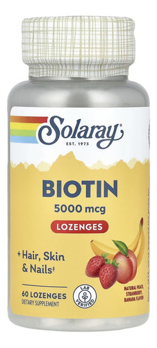 Solaray, Biotina, Melocotón 5000 Mcg, 60 Caps Sabor Sin Sabor