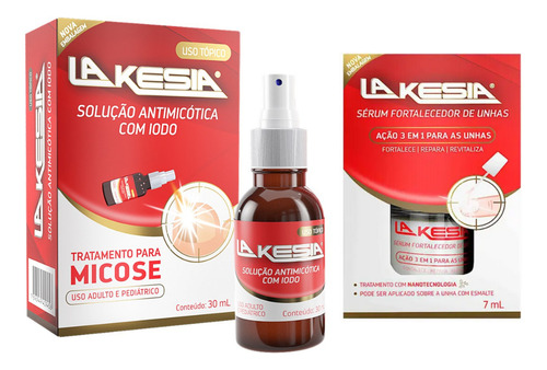Antimicótica Com Iodo 30 Ml + Esmalte Fortalecedor La Kesia Bege