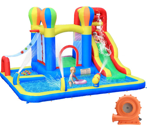 Baralir Casa Inflable Con Tobogan Acuatico Y Piscina Grande