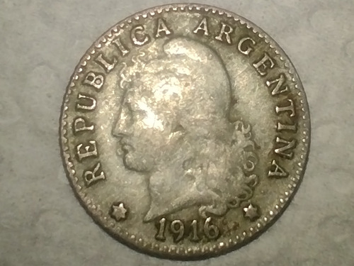 Moneda Antigua Argentina De 5 Centavos 1916 Níquel