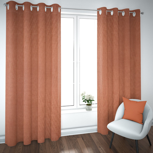 Set De Cortinas Blackout 2 Paños De 140 X 220 Cm Naranja