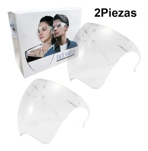 Careta Protector Facial Policarbonato Soporte Lentes 2pzas