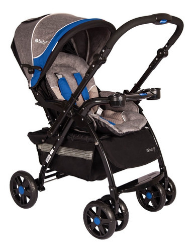 Coche Reversible Ebaby Con Porta Bebé Color Azul Color Del Chasis Negro