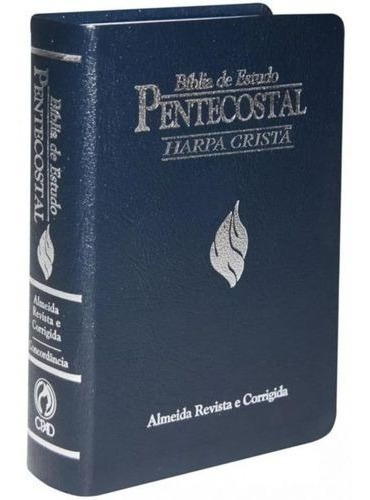 Bíblia De Estudo Pentecostal Média C/ Harpa Cristã - Azul