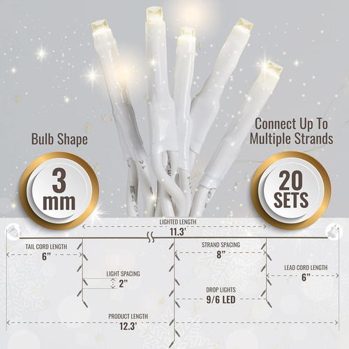 Luces Navideñas De Aurio Icicle Al Aire Libre, 12.3ft 135 Le