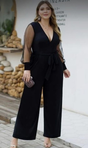 Enterito De Fiesta Palazzo Vamas/ Elegancia Talles Y Calidad Negro Manga Larga/palazzo De Scuba Creppe Xxl