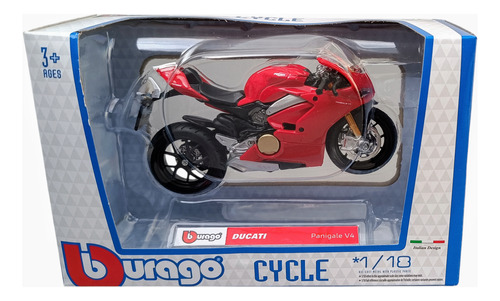 Moto A Escala 1:18. Ducati Panigale V4,  12cms Largo. Burago