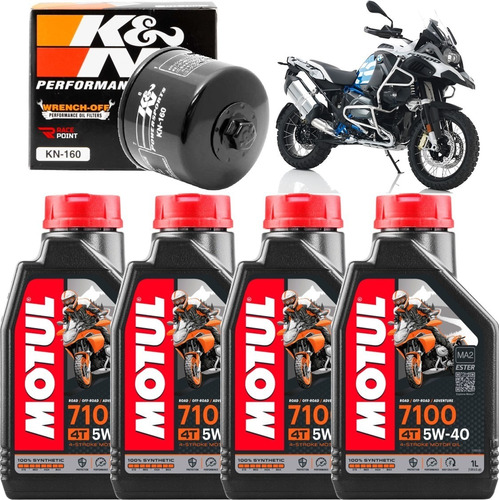 Kit Troca Oleo Motul 4 7100 5w40 Filtro Oleo Kn Bmw R1200gs