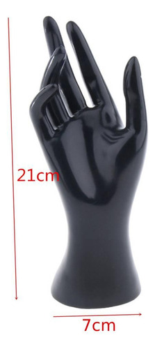 Pie De Mano Liso Negro Para Exhibir Anillos Zapatos
