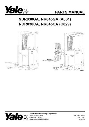 Manual Pecas Empilhadeira Yale Ndr030 Nr045 Serie A861 Pg266