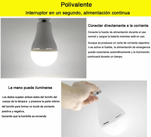 Bombilla Led Emergencia 15w X2, Luz Continua En Apagones