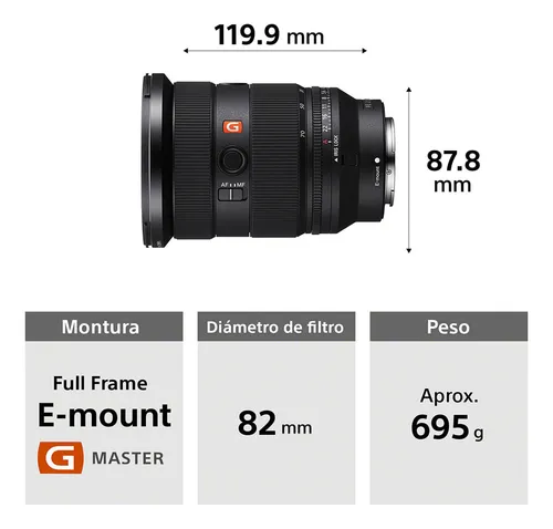 Lente Sony Fe 24-70mm F2,8 Gm Ii Master Montura E Full Frame Color Negro Tipo De Montaje Sony E