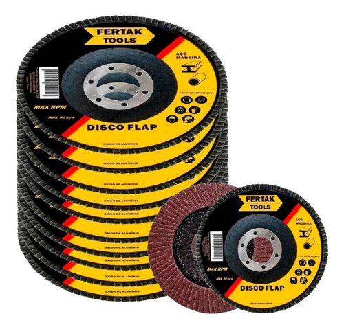Kit 10x Disco Flap 115mm Desbaste P/ Madeira Aço Acabamento