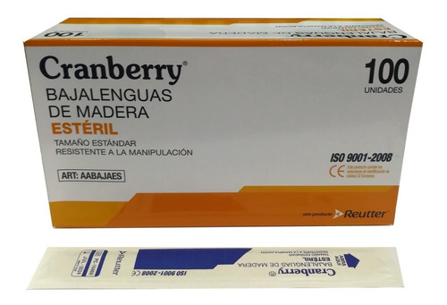 Baja Lengua Madera Esteril Cranberry 100 Unidades