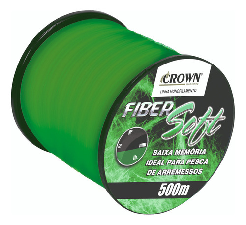 Linha Mono Crown Fiber Soft 0,37mm 27lbs (500m) - Verde