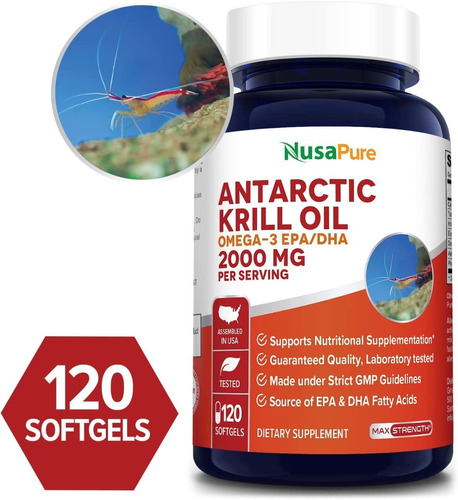 Omega 3 Aceite Krill Antartico Puro 2000mg Epa 360mg Dha 240