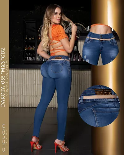 Jeans Mujer Pantalón Colombiano Mezclilla Strech Push Up 22