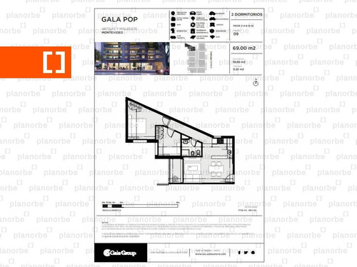Venta De Apartamento Obra Construcción 2 Dormitorios En Tres Cruces, Gala Pop Br. Artigas Unidad 809