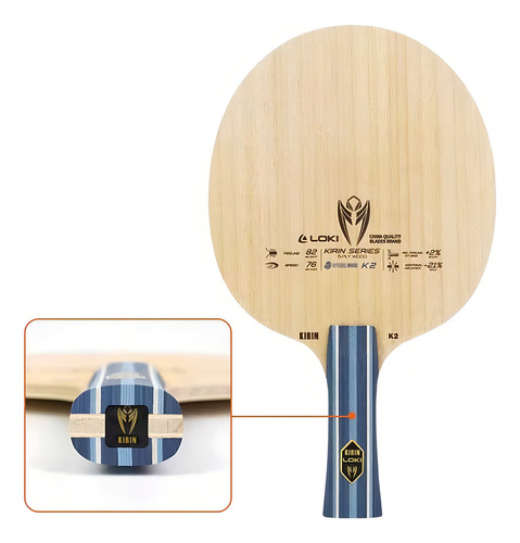 Raqueta de tenis de mesa Loki K2 Kirin Classic All+, color madera, cable tipo Fl (cóncavo)