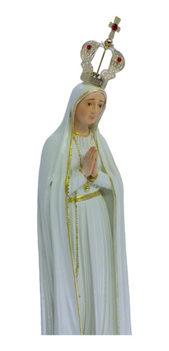 Escultura Imagem Nossa Senhora De Fátima 25cm C/ Coroa