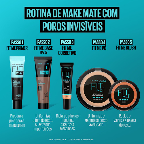 Base de maquiagem líquida Maybelline Fit Me Matte+ Poreless Fit Me FPS tom nova 110 antiga n70 - 72mL 45g