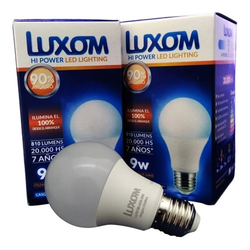Lampara Foco Led 9w Luxom Iluminacion Fria E27