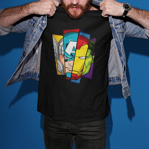 Marvel Playera Rostros De Avengers Retro Producto Oficial