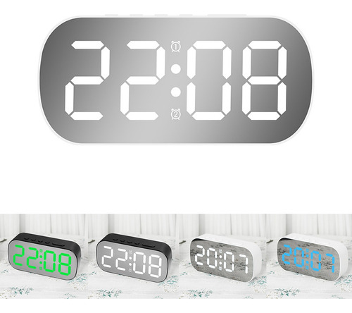 Despertador Digital Con Espejo Led Recargable Por Usb