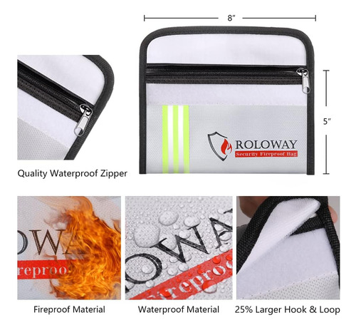 Bolsa Pequeña Ignífuga Roloway (5 X 8 Pulgadas) Con Aa Refle