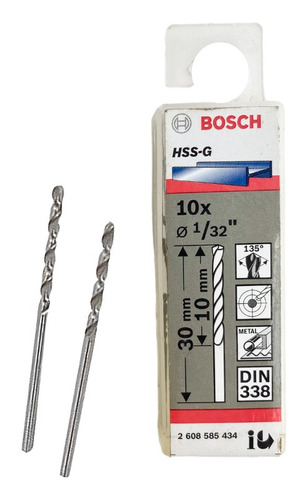 Juego Brocas Cilíndrica Bosch Hss-g 30mm 1/32 2608585434 X10