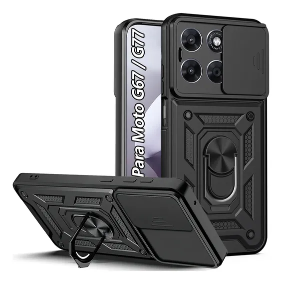 Capa Capinha Para Motorola Moto Case Armadura Anti Impacto Preto G67 / G77 5g
