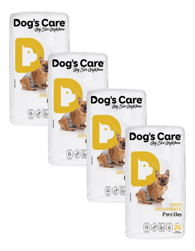 Kit Fralda Higiênica Pet P/ Cães Macho Dogs Care Tam G 96 Un