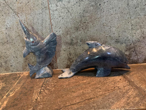 Decoración De Piedra Delfin, Pez Y Marlin Artesanal