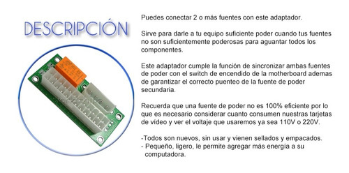Imagen 3 de 8 de Add2psu Adaptador Conectar Dos Fuentes De Poder Rig Minería