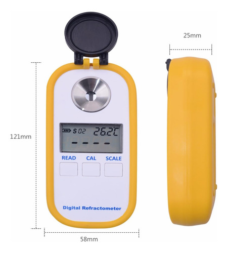 Medidor Brix, Azúcar Con Lcd Y Función Atc, Rango 0-90%
