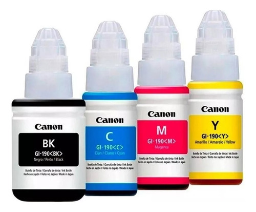 Botellas De Tintas Canon Gi-190 Original Pack Negro/cian/amarillo/magenta