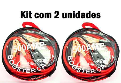 2 Cabos Chupeta 500 Amper  P/ Partida Carro Moto Baterias