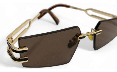 Lentes De Sol Diseño Vanguardista Elegante Unisex Carey Café Café Dorado