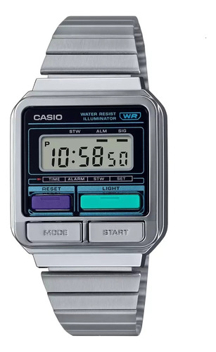 Relógio Casio Vintage Masculino Digital Prata A120we-1adf