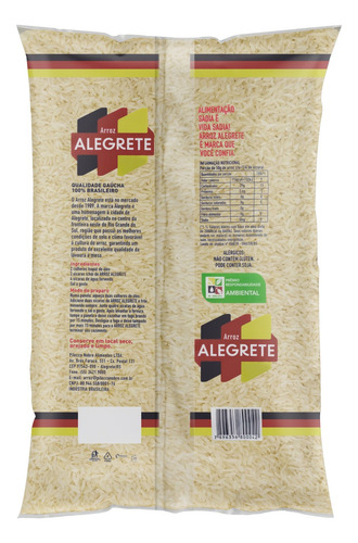 Arroz Polido Tipo 1 Alegrete Pacote 5kg