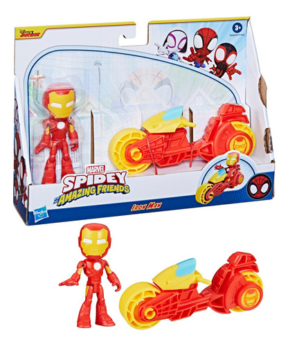 Spidey And His Amazing Friends Set De Iron Man Y Motocicleta