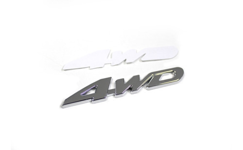 Logo  4wd En Metal Cromado + Adhesivo Doble Contacto