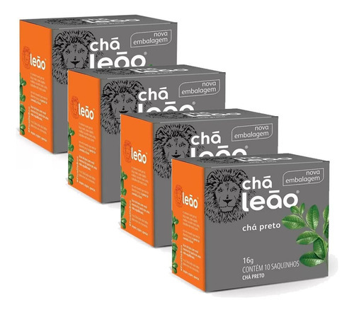 Chá Leão Jr Preto Natural C 10 Kit 4