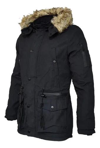 Campera Parka Hombre Invierno Forrada Gabardina Piel Capucha