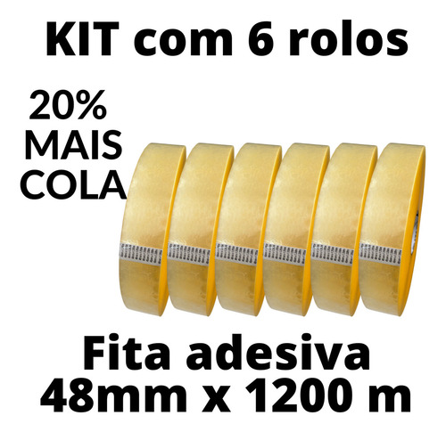 Fita Adesiva Transparente 48x1200 Durex Super Cola 6 Rolos