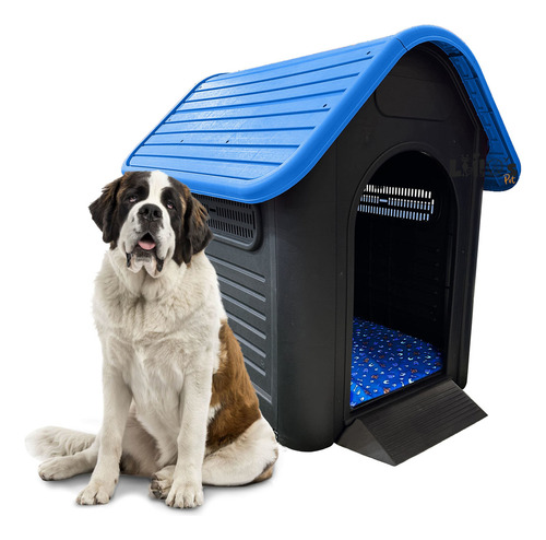 Casinha Casa Plastica Cachorro Numero 8 Cor Azul